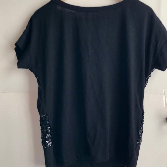 LOFT Sequin Bling Sparkly Fancy 100% Cotton Tee T-Shirt Top Blouse Sz S - Picture 9 of 10